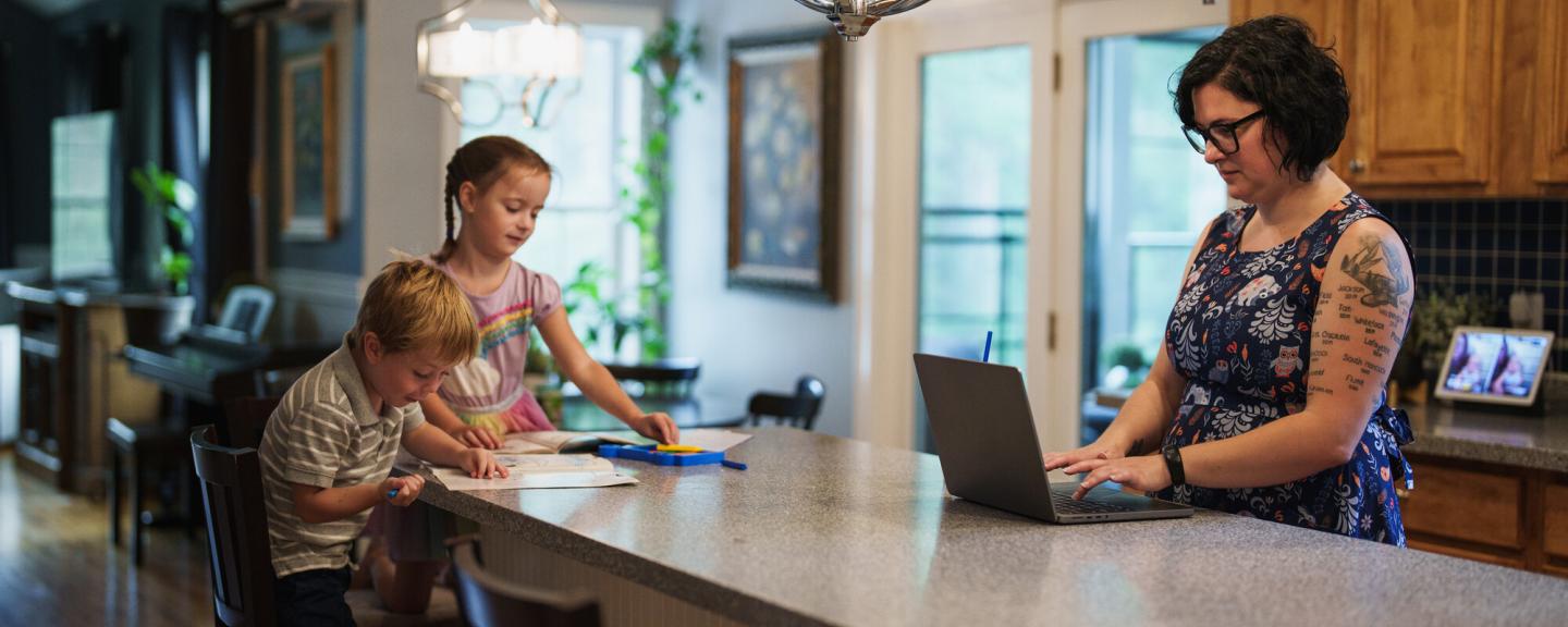 UNH student working at home