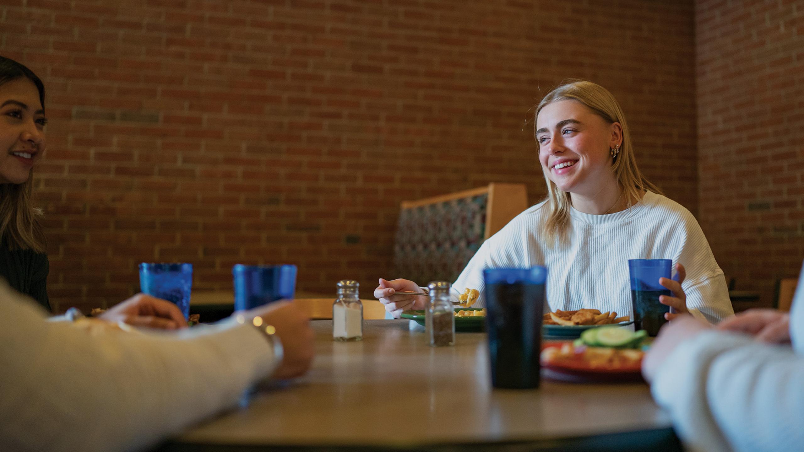 students in dining hall