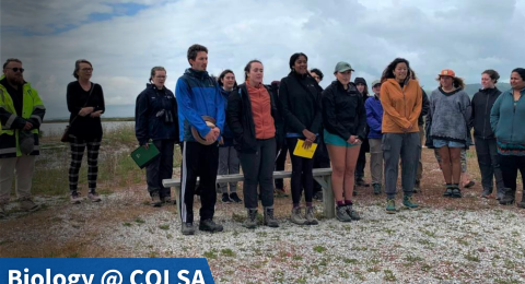 A thumbnail of biology majors standing outside