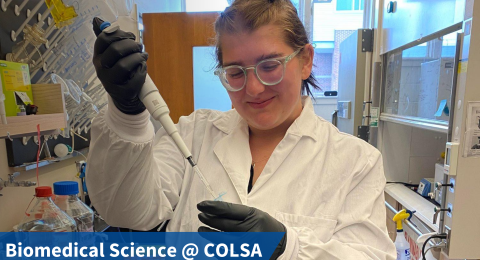 A thumbnail of a biomedical science student in the laboratory