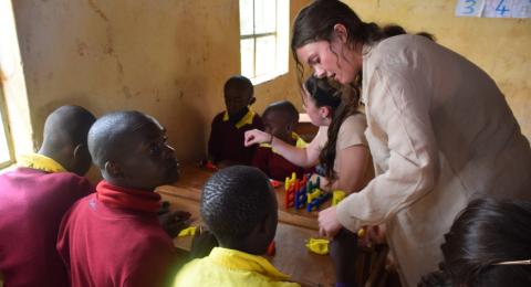 Maggie Mahoney in Kenya classroom