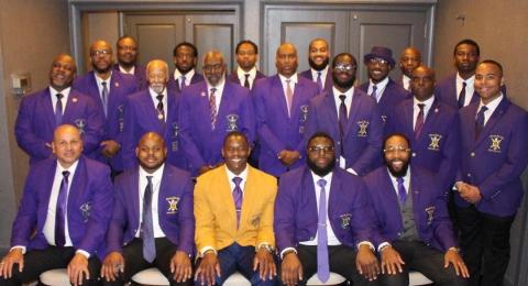 Members of Omega Psi Phi, a historically African American fraternity.