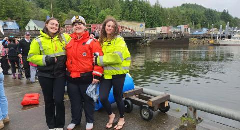 My friend Brooke, my engineering assistant Heni, and I at the Ketchikan Huckleberry Fest "anything but a boat" race