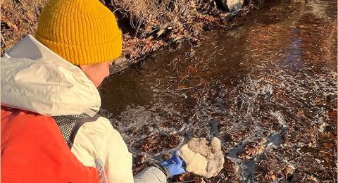 UNH researchers collecting water samples