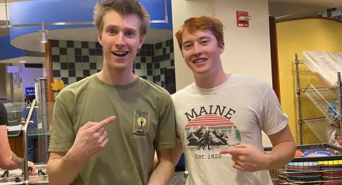 Zane Aguiar and his friends at a UNH dining hall