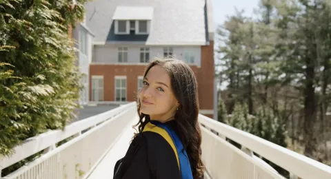 UNH student Grace Tomann on the day she graduated with her master's degree in Nutrition