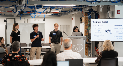Students presenting at the UNH Entrepreneurship Center’s Digital Health Ideathon.