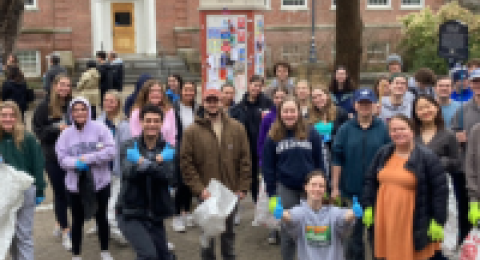 students gathered together outside
