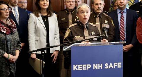 MPA alum Kathryn Money addressing a group of people at a press conference