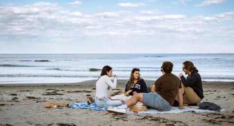 UNH students on beach