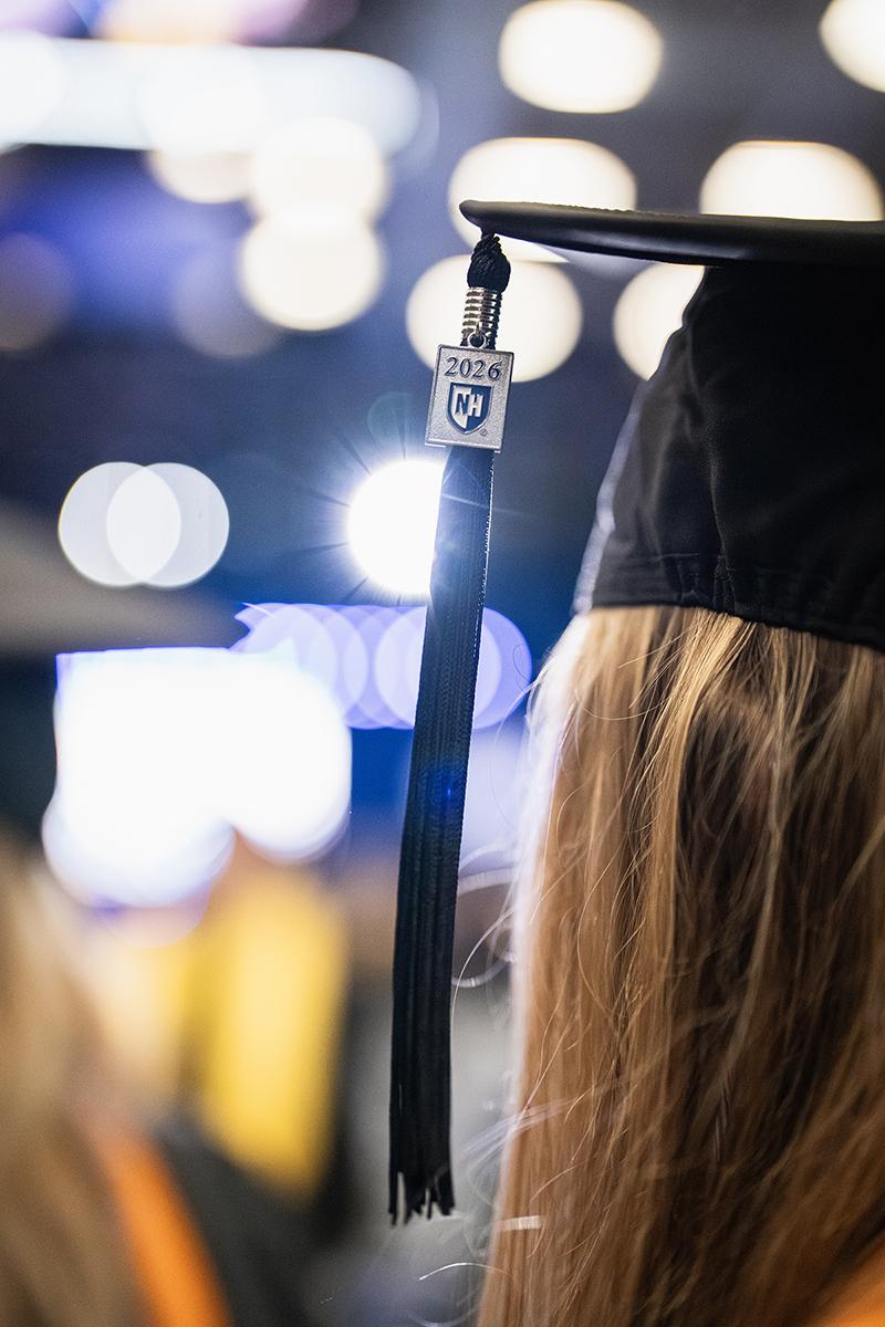 A grad cap at commencement