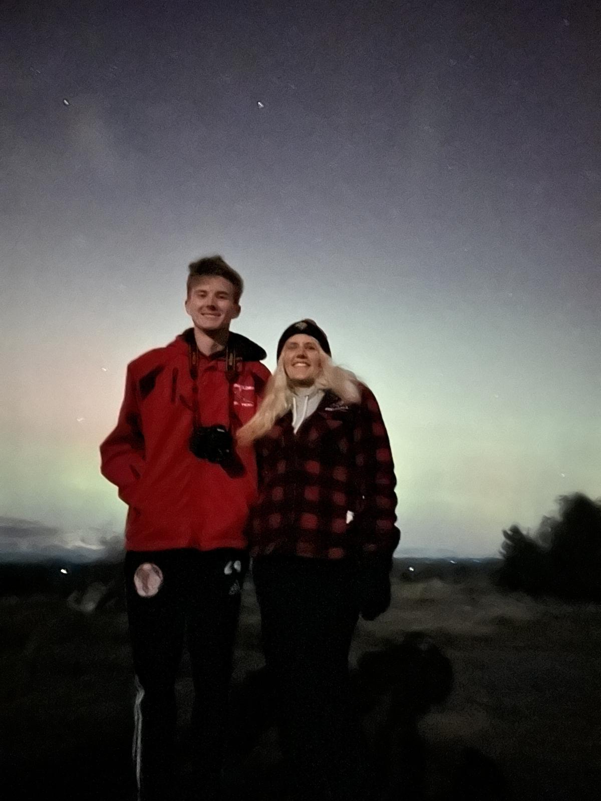 Jaxson with northern lights