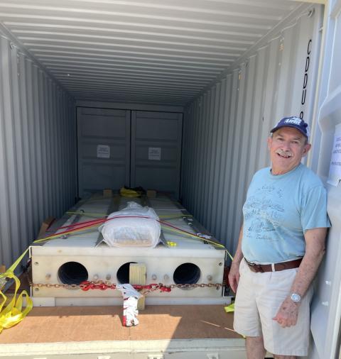 Jim Ryan readies a neutron monitor for shipment from UNH to Maui.