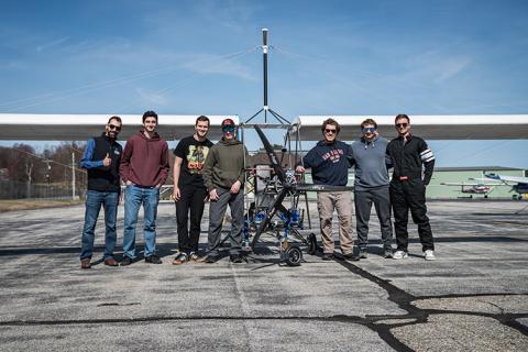 Ivaylo Nedyalkov with students Marcus Herold ’25, Ethan Tillinghast ’25, Seth Chartier ’25, Philip Mather&nbsp;’25, Brian Viscido&nbsp;’25 and Zach Yeaton&nbsp;’26.