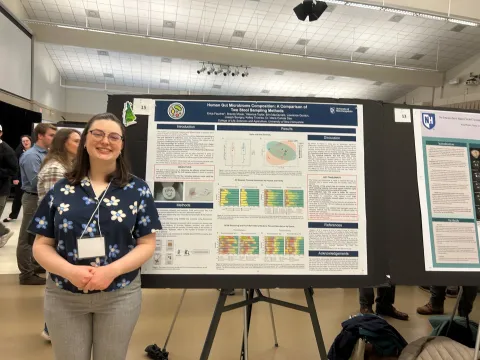 Erica Faucher presents her research poster at the Undergraduate Research Conference. 