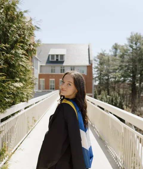 UNH student Grace Tomann on the day she graduated with her master's degree in Nutrition