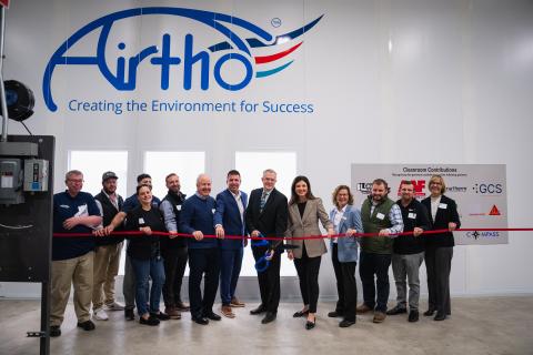 Ribbon cutting for UNH's &nbsp;high-tech cleanroom at the John Olson Advanced Manufacturing Center.
