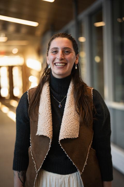 Erika Halaby in a Paul College hallway