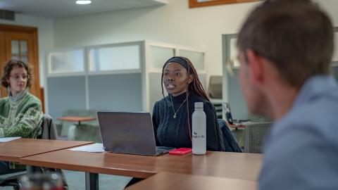 medium shot of an mpp student in class talking